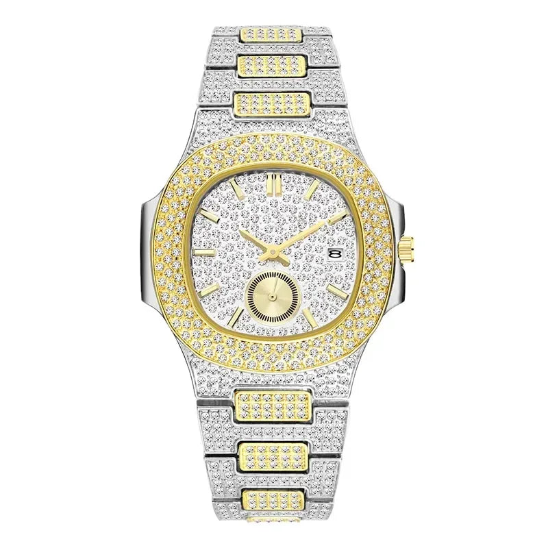 Luxury Men's Chronograph Watch | Sapphire Glass Full Iced Out Watch | Stainless Steel Automatic Date Quartz Clock | Caratix - CaratixJewelry